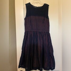French Connection navy eyelet dress